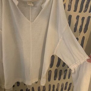 We The Free - White waffle Flowy Top